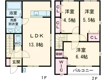 TWIN TERRACE笠原(3LDK/1階)の間取り写真