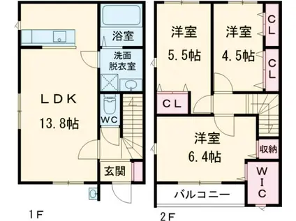 TWIN TERRACE笠原(3LDK/1階)の間取り写真