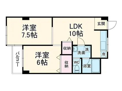 千葉都町マンション(2LDK/4階)の間取り写真