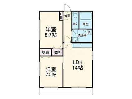 遠州鉄道 新浜松駅 徒歩28分 2階建 築23年(2LDK)の間取り写真
