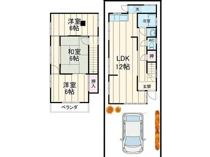 京成電鉄本線 実籾駅 徒歩17分 2階建 築59年(3LDK)の間取り写真