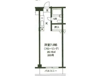 第一ヤマヤスビル(1K/2階)の間取り写真