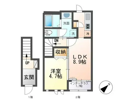 箱根町仙石原アパートⅢ(1LDK/2階)の間取り写真