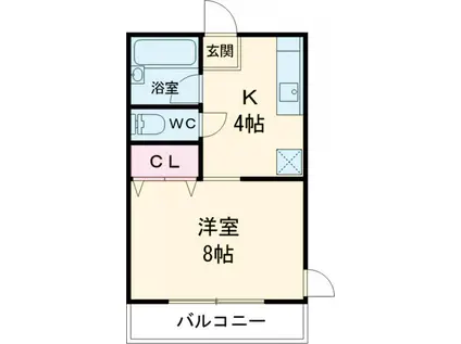 オーシャンハイツ(1K/2階)の間取り写真