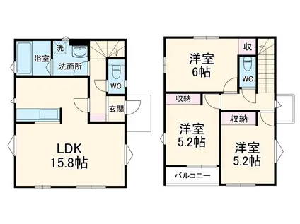 高崎線 上尾駅 徒歩40分 2階建 新築(3LDK)の間取り写真