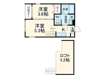 ハーモニーテラス切戸町Ⅲ(1K/1階)の間取り写真