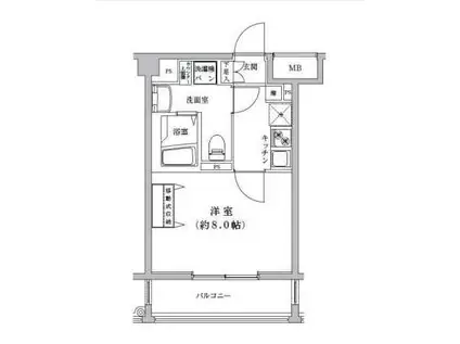 ライジングプレイス八王子みなみ野(1K/3階)の間取り写真