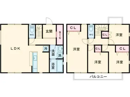 中央本線 西八王子駅 徒歩23分 2階建 築1年(4LDK)の間取り写真