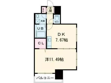 ユーレジデンス二子玉川Ⅱ(1DK/3階)の間取り写真