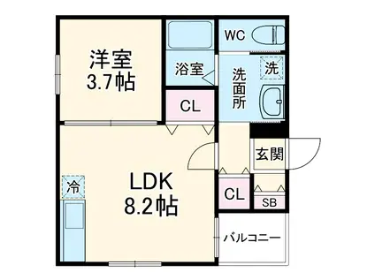 PREMIER 智明(1LDK/3階)の間取り写真