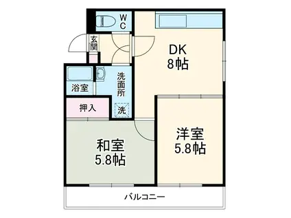 千本エレガンス(2DK/4階)の間取り写真