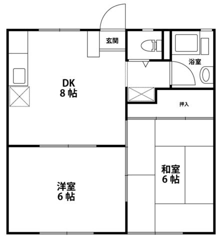 エメラルド紺屋A棟(2DK/1階)の間取り写真
