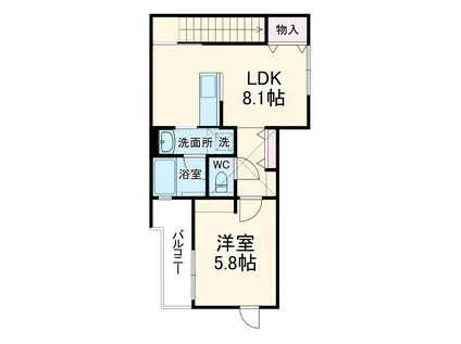 クラージュ(1LDK/2階)の間取り写真