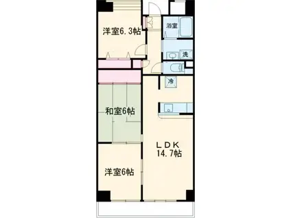 サンスカイ(3LDK/6階)の間取り写真