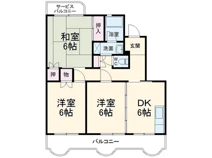 カサベルデ額田(3DK/3階)の間取り写真