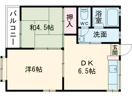 セイセンハイツⅡ(2DK/2階)の間取り写真
