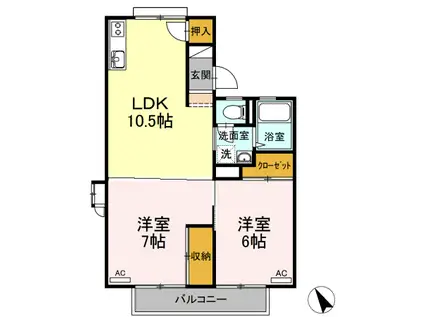 グリーンハイツ(2LDK/2階)の間取り写真