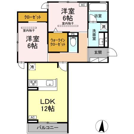 リバーステイツ(2LDK/3階)の間取り写真