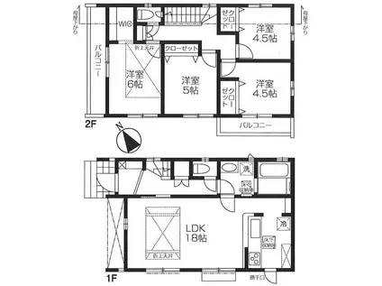 京王電鉄京王線 飛田給駅 徒歩14分 2階建 築1年(4LDK)の間取り写真