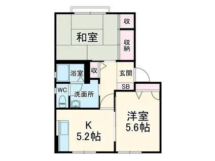 ディアス湘南(2K/2階)の間取り写真