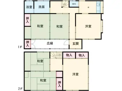 東武伊勢崎・大師線 細谷駅(群馬) 徒歩21分 2階建 築51年(6DK)の間取り写真