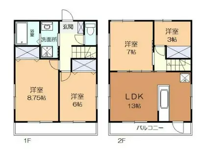 小田急電鉄小田原線 秦野駅 徒歩13分 2階建 築9年(4LDK)の間取り写真