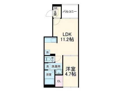 茜テラス(1LDK/2階)の間取り写真