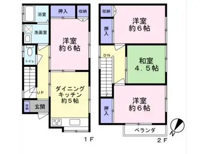 武蔵野線 東川口駅 徒歩17分 2階建 築37年(4DK)の間取り写真