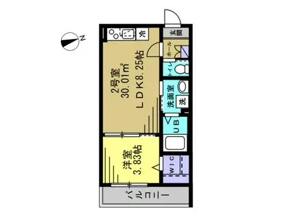 LIOⅡ(1LDK/3階)の間取り写真