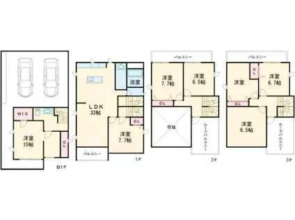 東急田園都市線 駒沢大学駅 徒歩16分 3階建 築8年(5LDK)の間取り写真