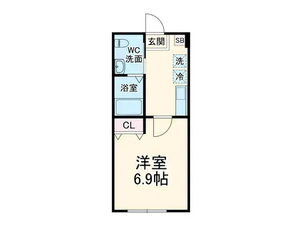 QUIET CRAB HOUSE 野島公園B号棟(1K/2階)の間取り写真