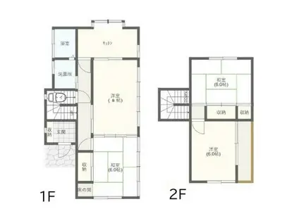 中央本線 相模湖駅 バス乗車時間:19分 三ケ木バス停で下車 徒歩14分 2階建 築40年(3LDK)の間取り写真
