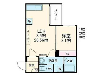 TIDYかしわ台(1LDK/1階)の間取り写真