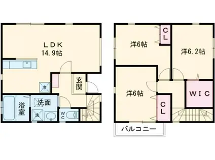 多摩モノレール 松が谷駅 徒歩19分 2階建 新築(3LDK)の間取り写真