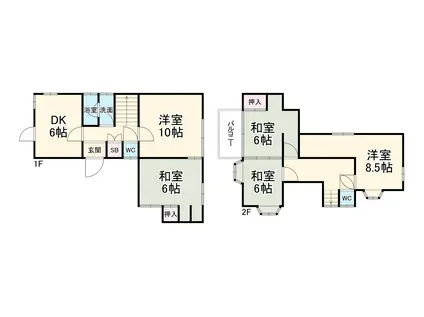 千葉都市モノレール 県庁前駅(千葉) 徒歩11分 2階建 築46年(5DK)の間取り写真