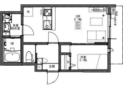 KEIAI RESIDENCE 北上尾Ⅲ(1LDK/3階)の間取り写真