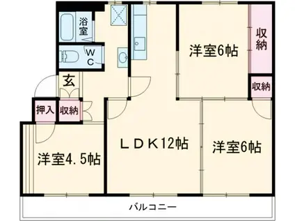 ヴィラナリー舞鶴(3LDK/4階)の間取り写真