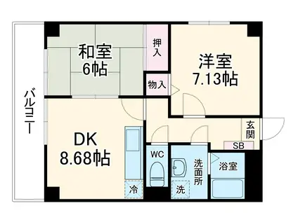 ロイメント名駅(2DK/6階)の間取り写真