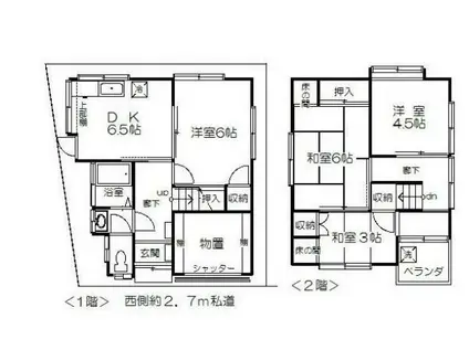 東京都新宿線 篠崎駅 徒歩33分 2階建 築58年(4DK)の間取り写真