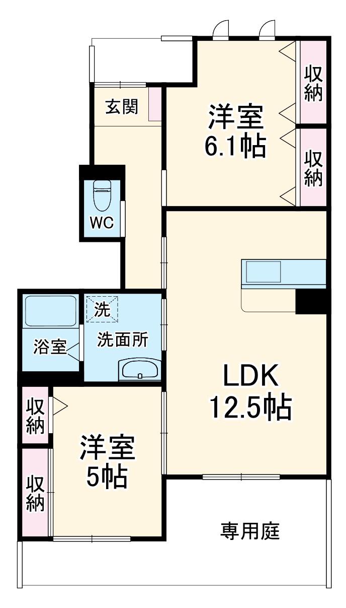 プレステージ美城(2LDK/1階)の間取り写真