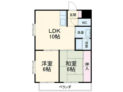 クレールモリ(2LDK/4階)の間取り写真