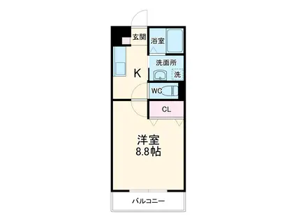 アンプルールリーブルルミエール(1K/1階)の間取り写真