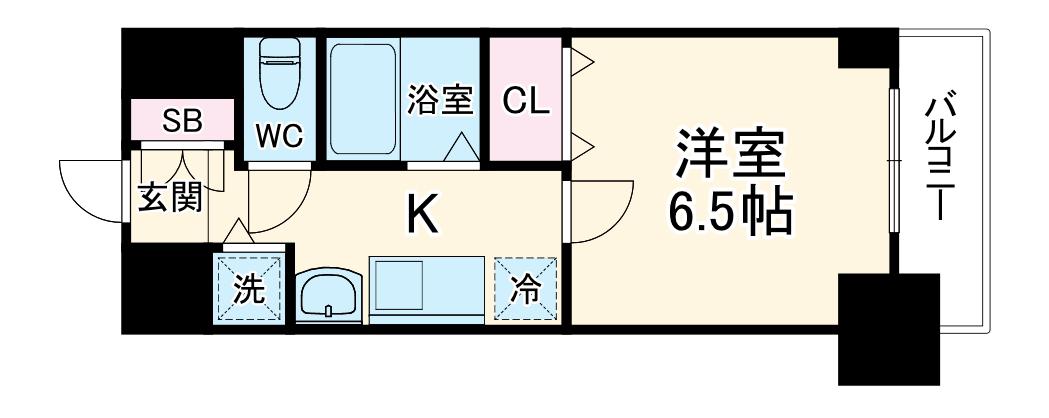 プレサンス 名古屋STATIONアライブ(1K/6階)の間取り写真