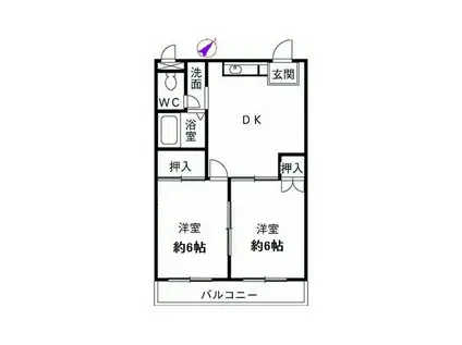 プリメールマンション(2DK/1階)の間取り写真