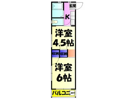 島本コーポ(2K/2階)の間取り写真