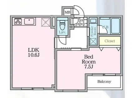 MAISON DE M(1LDK/2階)の間取り写真