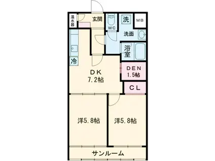 梅丘アイワマンション(2DK/2階)の間取り写真