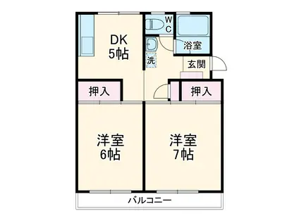 ハイツヒノモトB(2DK/3階)の間取り写真