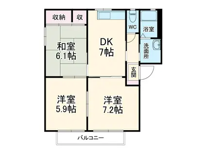 フロム21A(3DK/1階)の間取り写真