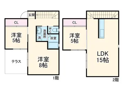 名古屋市名城線 西高蔵駅 徒歩9分 2階建 築11年(3LDK)の間取り写真